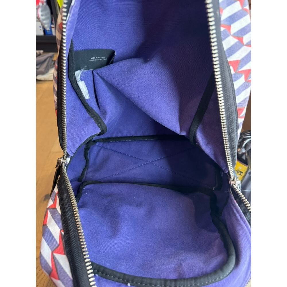 MARC JACOBS Paris Kiss Denim Backpack Red White Blue Cotton & Leather - Picture 8 of 11